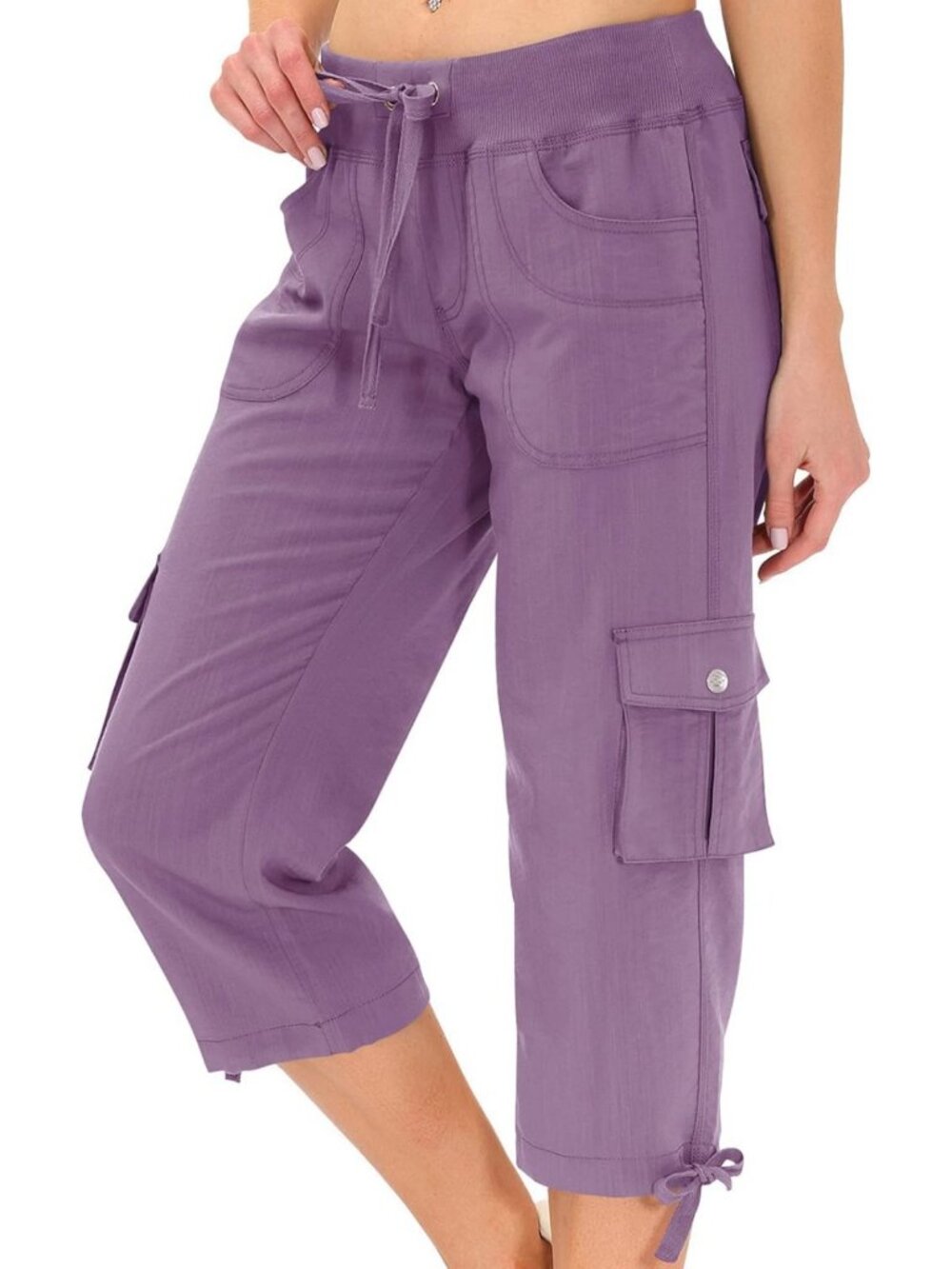 Lightweight Women's Capris with Pockets | Casual Baggy Cargo Pants for Hiking